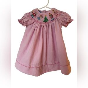 Anavini Smocked Pink Dress Christmas Nutcracker 12 Months